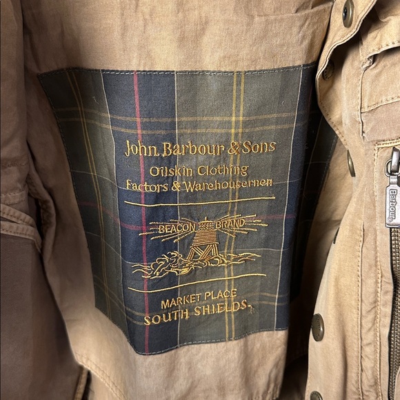 Barbour Weathered Canvas Jacket Mens M Field Military Khaki Zip Button Coat - Picture 3 of 10